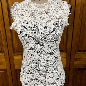 White House Black Market- white lace sleeveless dressy top -sz 2